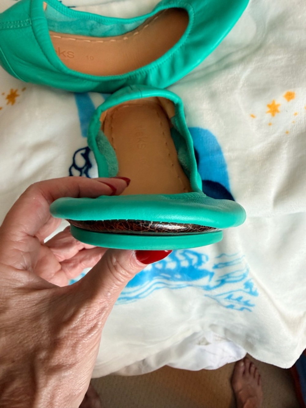 Tieks Teal Green Leather Ballet Flats - Picture 11 of 11